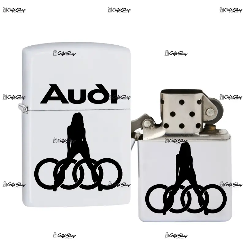 Audi, bricheta metalica gravata laser cu mesaj model 1